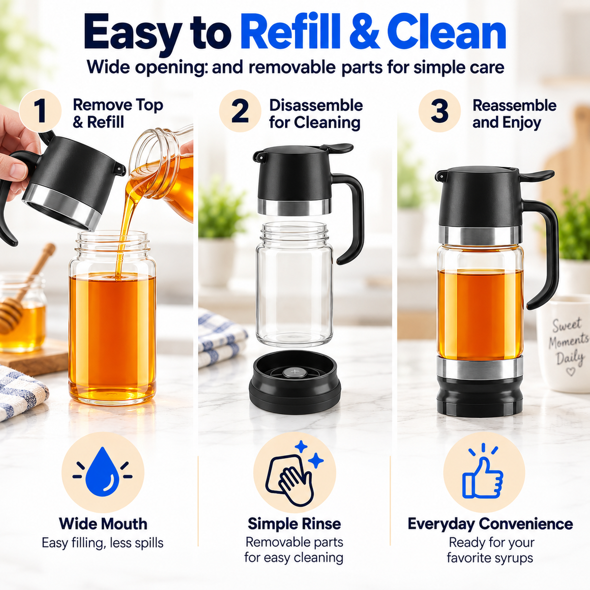 Hot sales🔥12 oz No-Drip Honey & Syrup Dispenser with Base