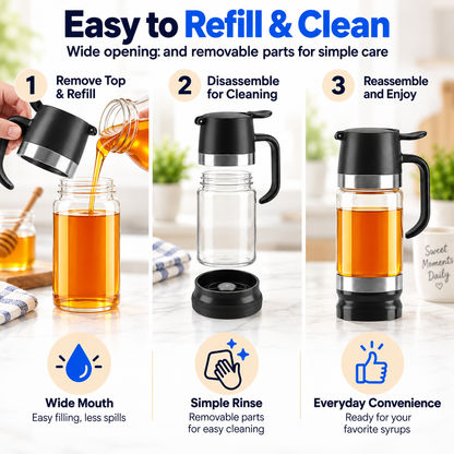 Hot sales🔥12 oz No-Drip Honey & Syrup Dispenser with Base