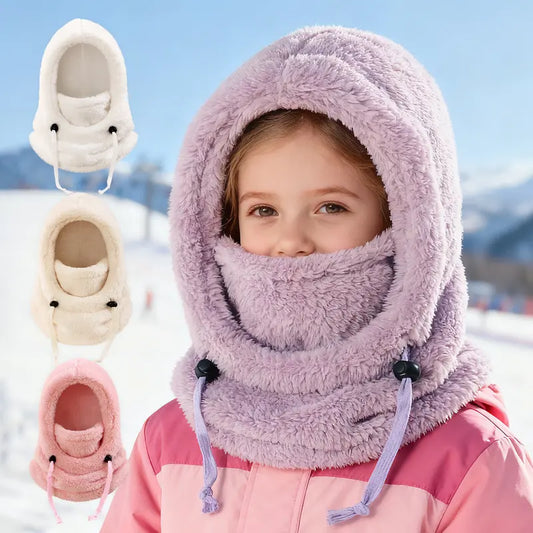 Kids Fleece Balaclava & Neck Warmer – Cozy Winter Hood for Ages 3–10