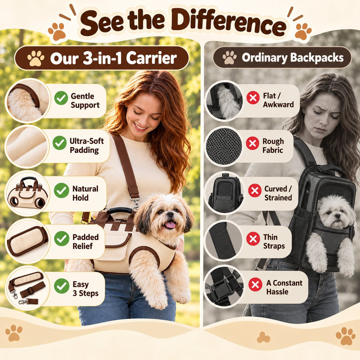 🔥Last Day 50% OFF– 😽Hands-Free Pet Sling & Harness Carrier 🐾🐶