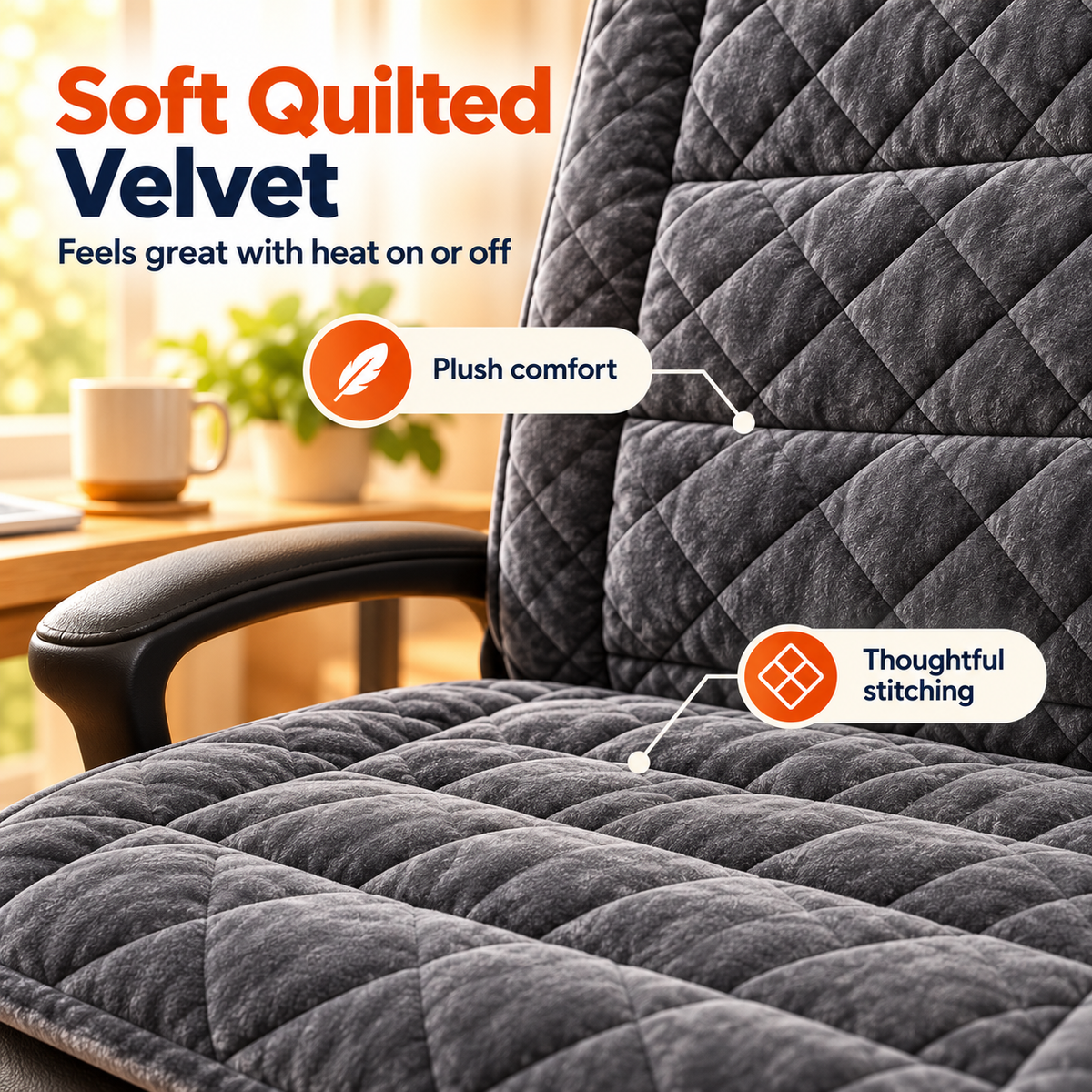 Heated Office Chair Pad – 3 Heat Levels, Digital Display & Auto Shut-Off