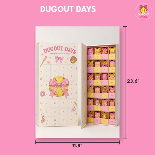 Dugout Days softball advent calendar with dimensions