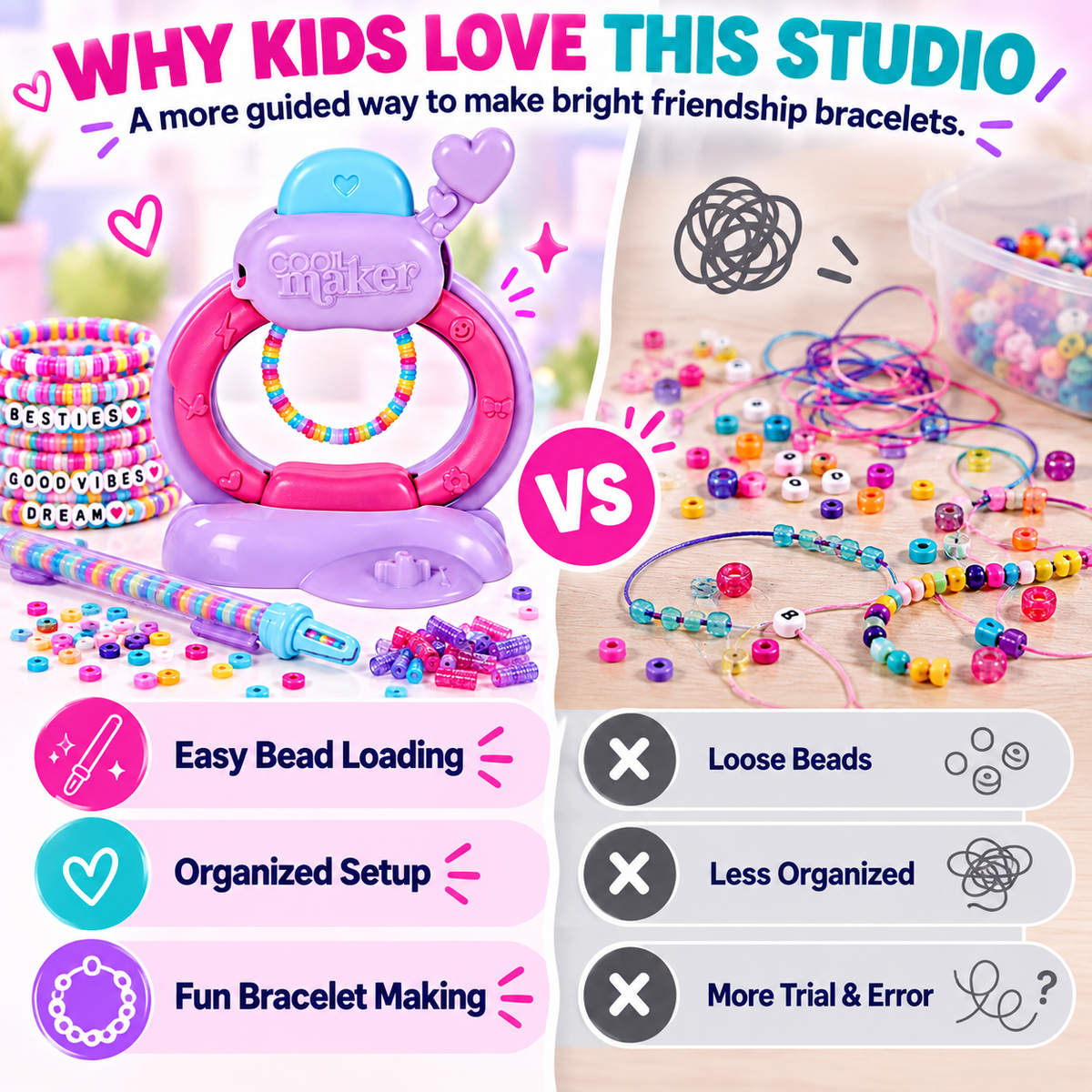 Cool Maker Stack’d Heishi Bracelet Studio – 1230-Bead Friendship Bracelet Maker Kit