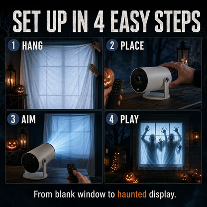 🧟Halloween Window Projector with Scary Videos & Screen