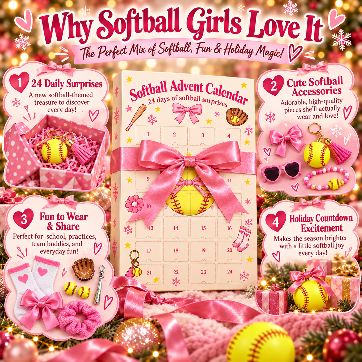 Softball Advent Calendar – 24 Days of Softball Surprises for Girls