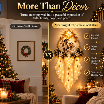 Holy Family Bethlehem Star Wall Light – Lighted Nativity Christmas Wall Decor