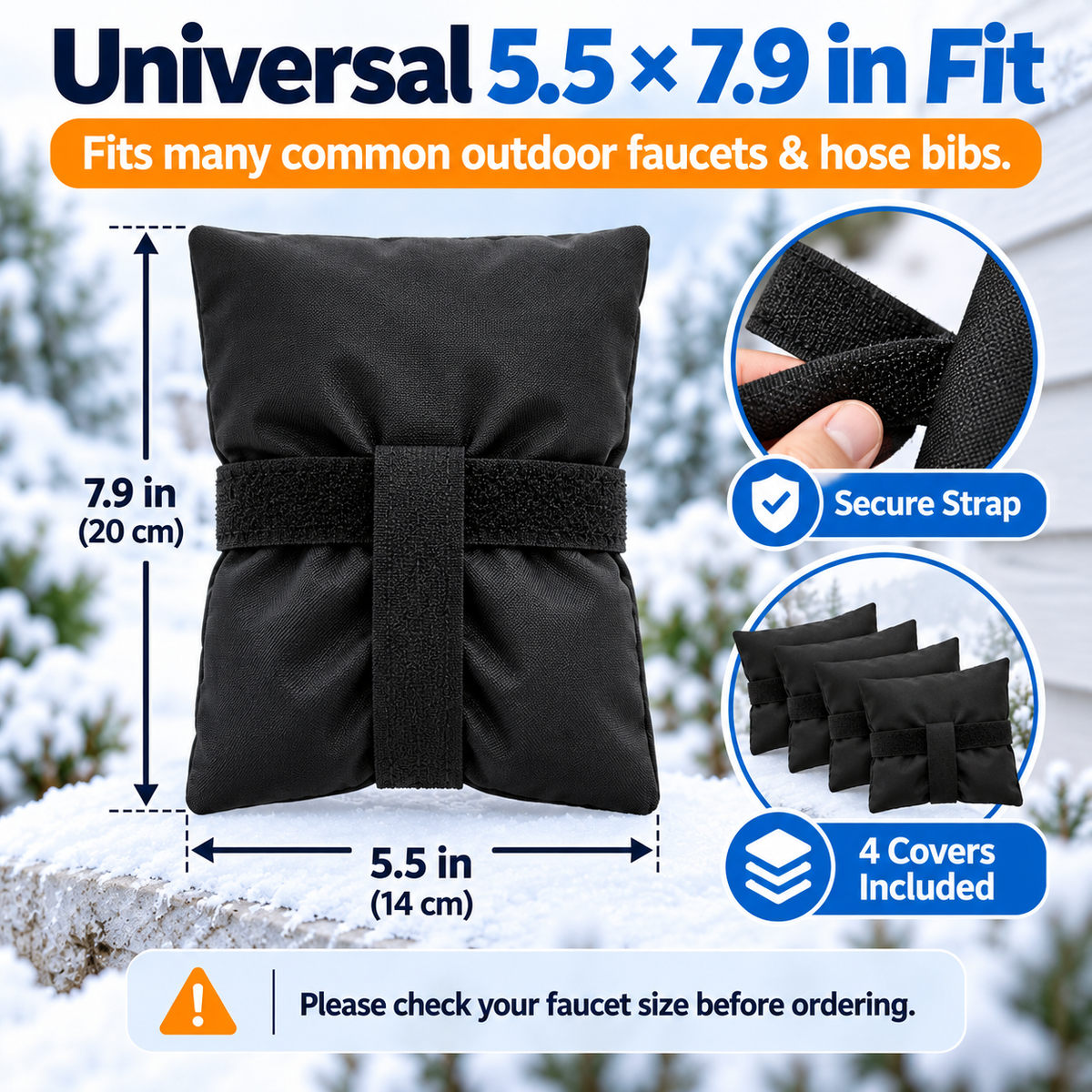 4-Pack Insulated Outdoor Faucet Covers – Reusable Winter Freeze Protection for Garden Faucets