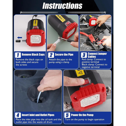12V 80W Oil Extractor Pump, Oil Removal Transfer Suction Pump for Fluid Change, Diesel Scavenge Pump with Tubes Kit