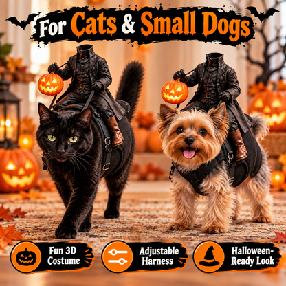 LED Headless Rider Pet Costume – Halloween Saddle Costume for Cats & Small Dogs