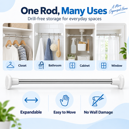 Hot sales🔥Adjustable No-Drill Tension Rod for Closets, Bathrooms & Windows