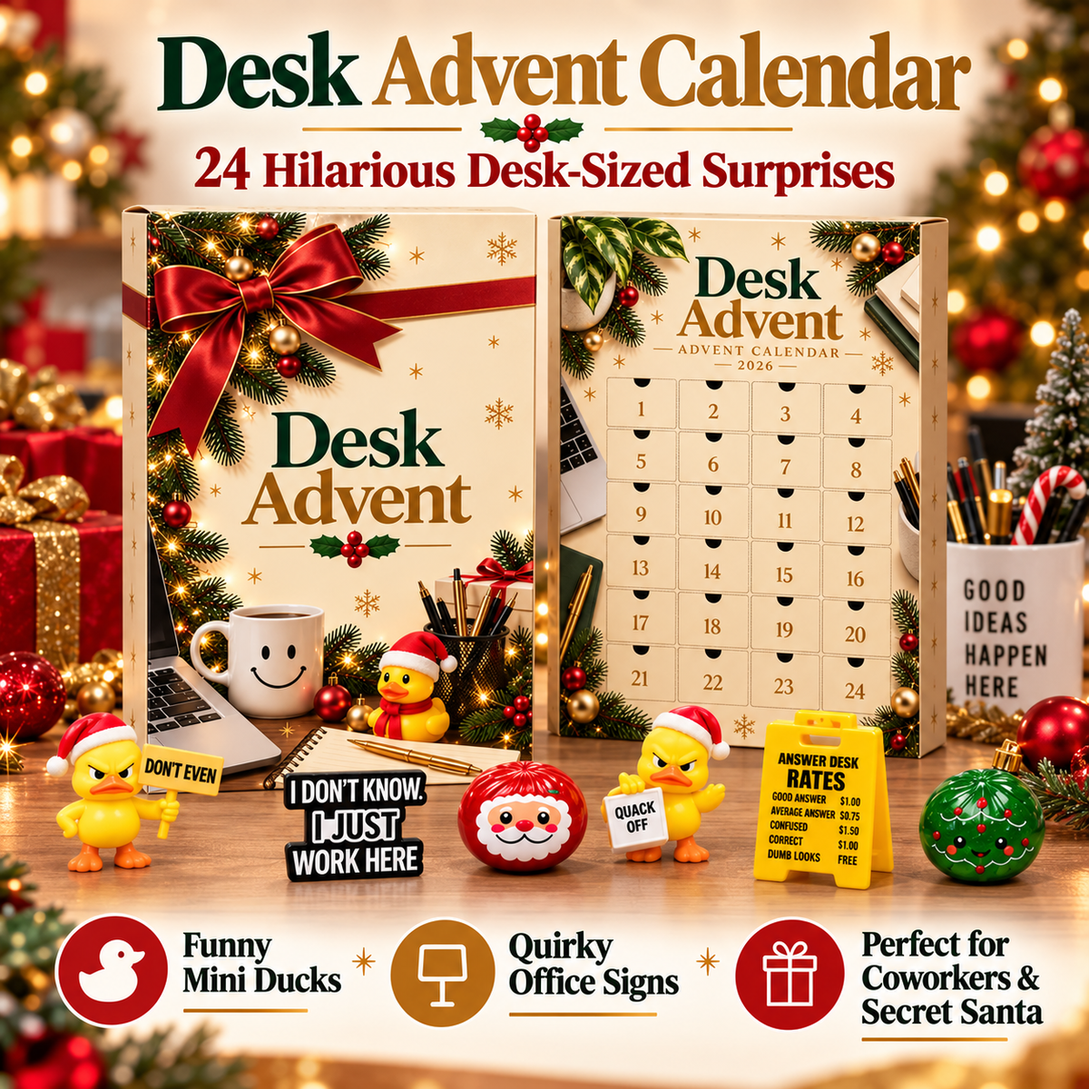 The Desk Advent Calendar 2026 – 24 Days of Funny Office Surprises, Mini Ducks & Desk Gifts