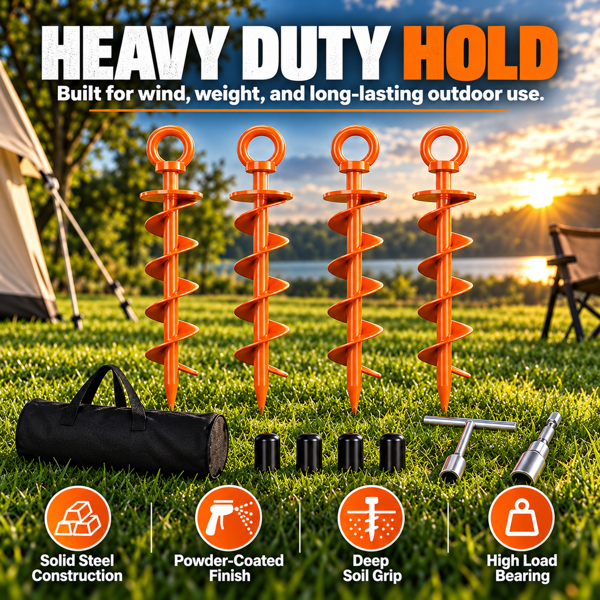 Hot sales🔥Heavy Duty 15-Inch Spiral Ground Anchors with Drill Adapter