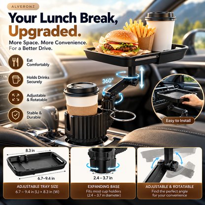 Universal 360° Swivel Car Cup Holder Tray