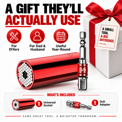 Universal Socket Tool – 7–19mm Self-Adjusting Grip Socket with Drill Adapter