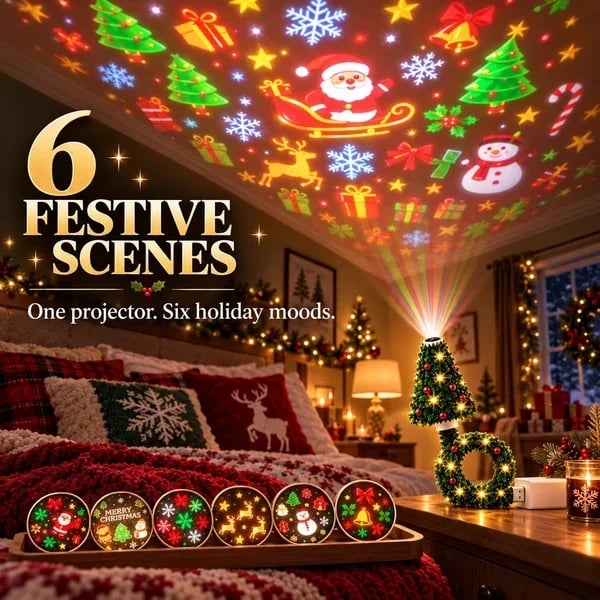 🔥Dernier jour – 49 % DE RÉDUCTION 🔥 Projecteur USB en forme de sapin de Noël magique – Lampe d’ambiance festive pour les fêtes