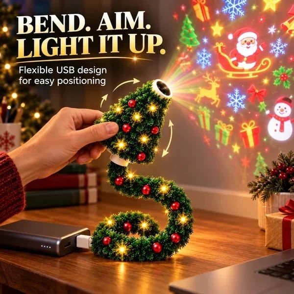 🔥Dernier jour – 49 % DE RÉDUCTION 🔥 Projecteur USB en forme de sapin de Noël magique – Lampe d’ambiance festive pour les fêtes