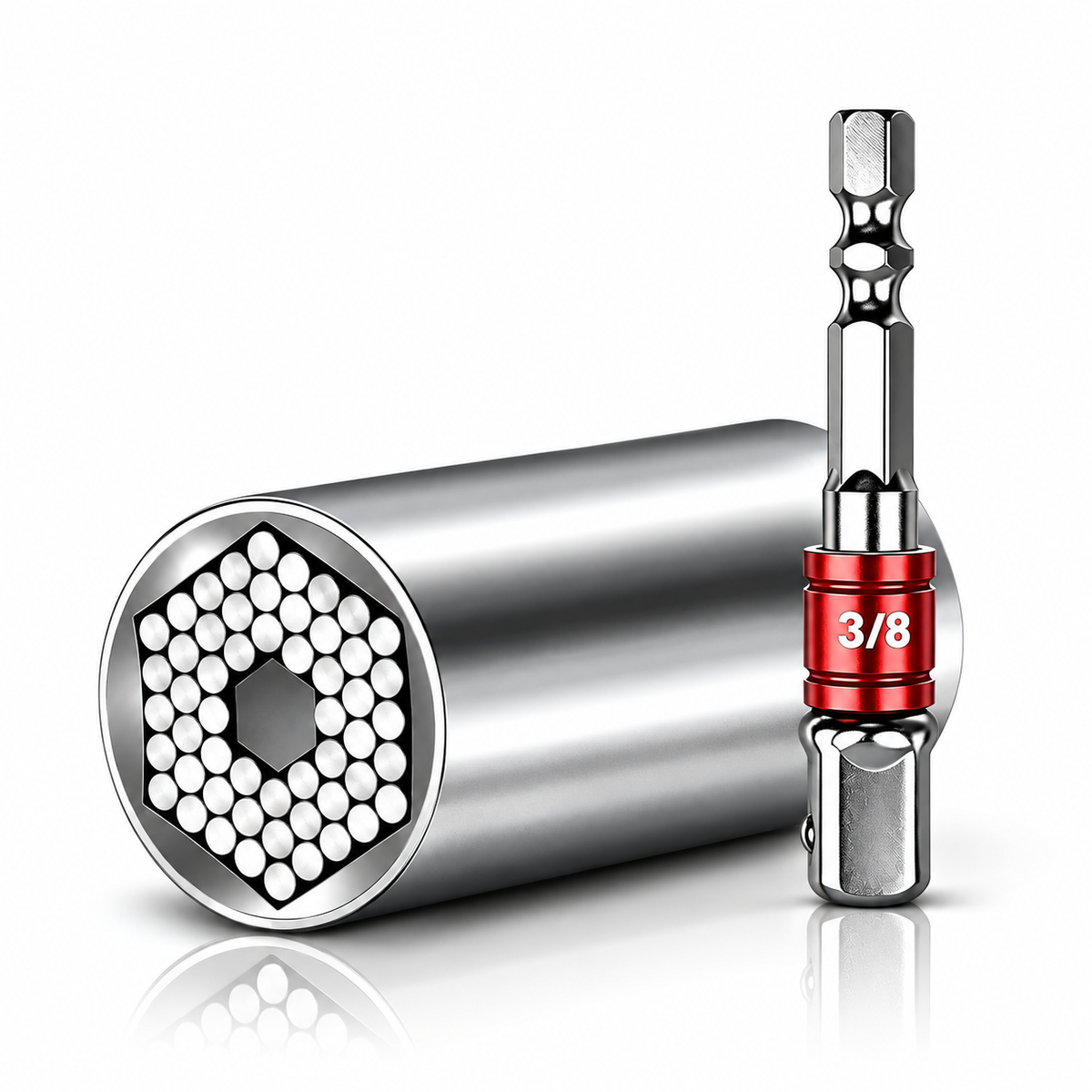 Universal Socket Tool – 7–19mm Self-Adjusting Grip Socket with Drill Adapter