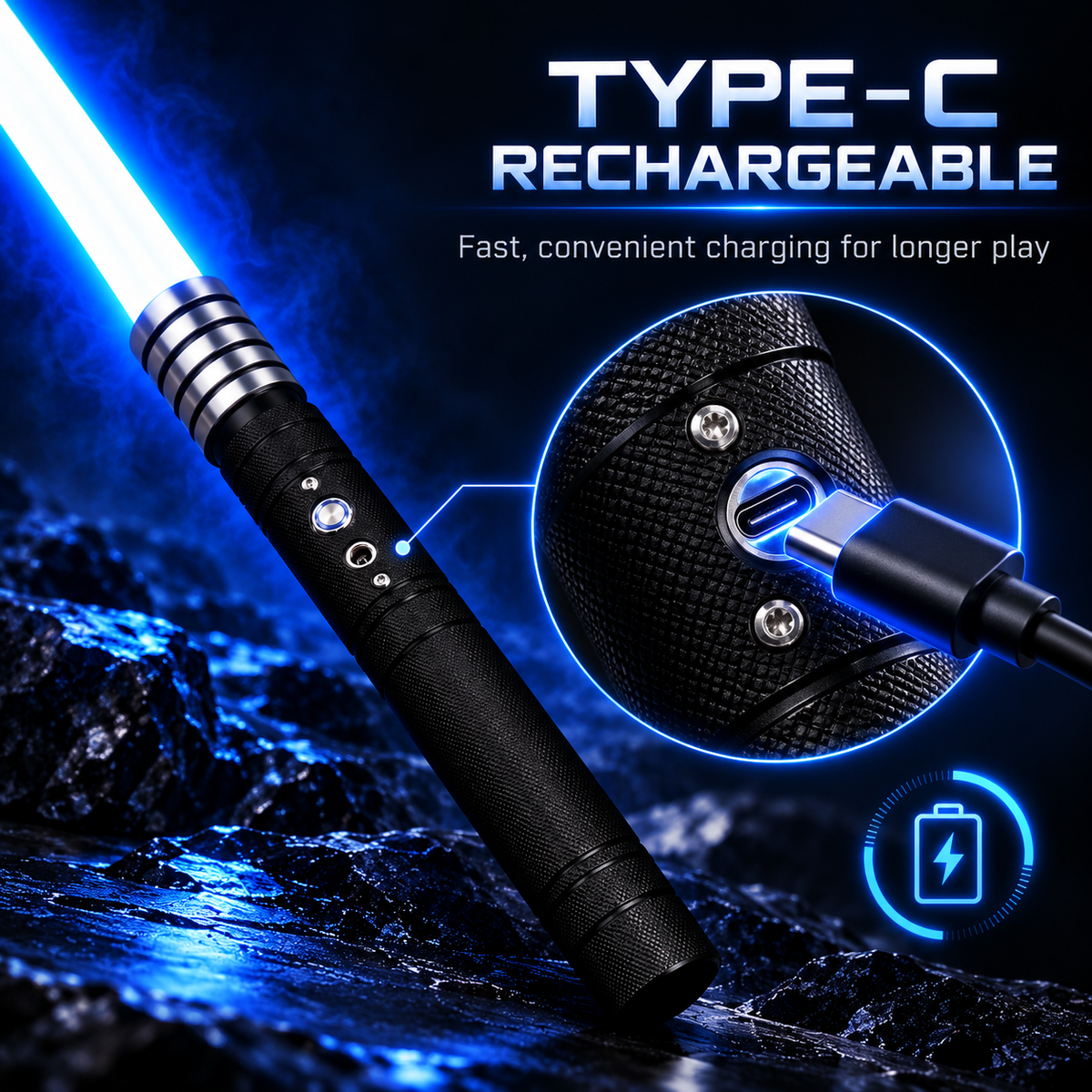 Professional Metal Extendable LED Lightsaber – 78cm, 100+ Colors, 10 Sound Effects, Motion Sensor & USB-C Charging