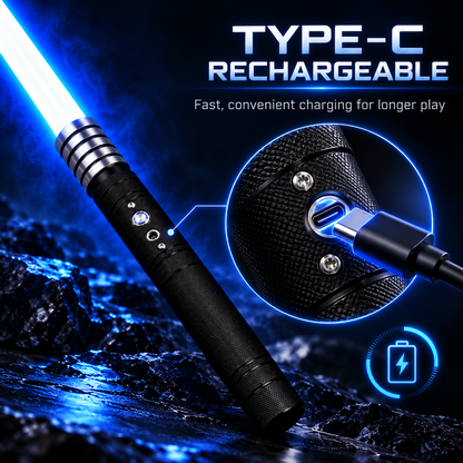Professional Metal Extendable LED Lightsaber – 78cm, 100+ Colors, 10 Sound Effects, Motion Sensor & USB-C Charging
