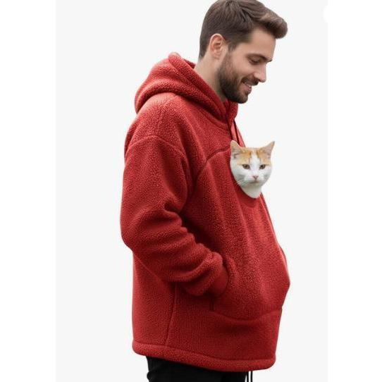 Sherpa Pet Carrier Hoodie with Cozy Kangaroo Pouch for Small Cats & Dogs