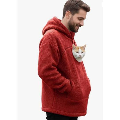 Sherpa Pet Carrier Hoodie with Cozy Kangaroo Pouch for Small Cats & Dogs