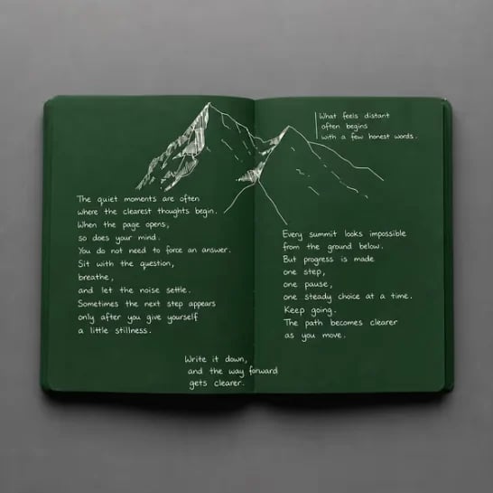 💚 Deep Green Blank Notebook with White Gel Pen | Aesthetic Writing & Sketch Journal