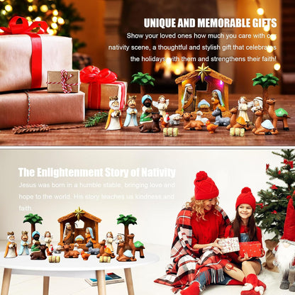 24-Day Nativity Advent Calendar – 25-Piece Christmas Nativity Scene Set for Family Holiday Countdown & Faith-Filled Gift
