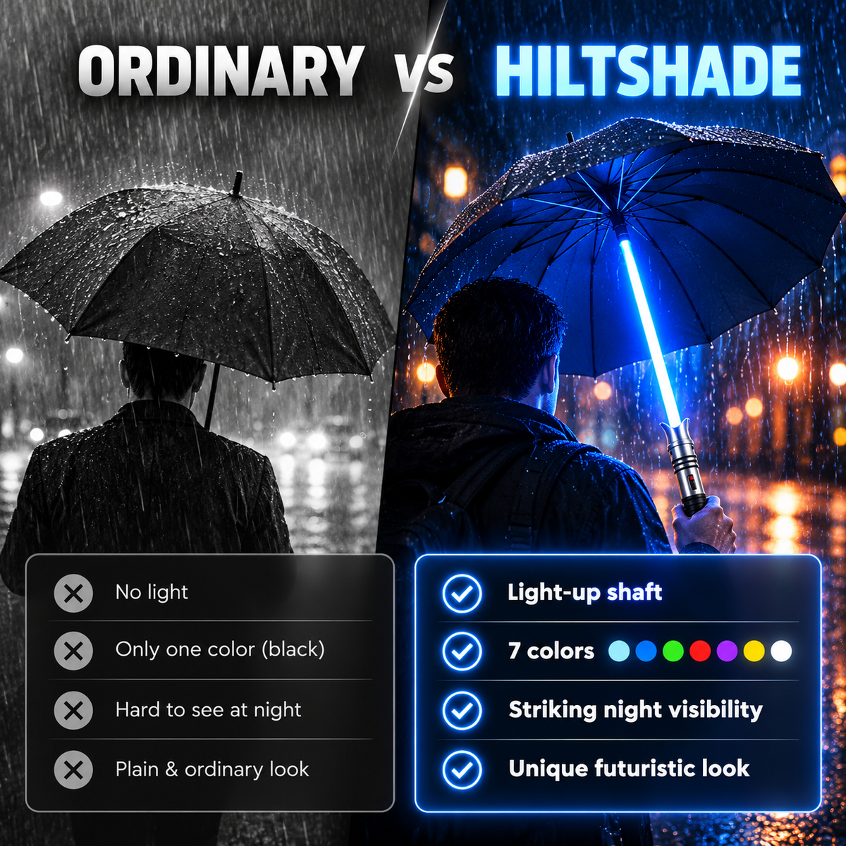 ⚡🌂 Glowing Umbrella – LED Light-Up Sword-Style Umbrella , Futuristic Rain Gear & Unique Gift for Sci-Fi Fans 🎁