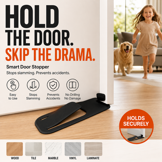 Door Stopper Protector –  No-drill, residue-free & holds doors open. Safe & simple – stock up & save! 🏠✅