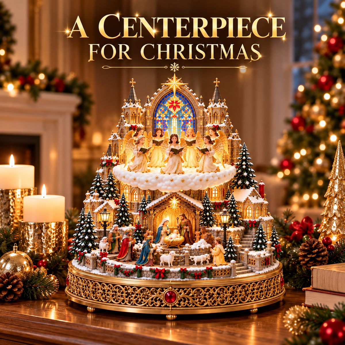 🔥 LAST DAY 48% OFF 🔥 Heavenly Angel Choir | Lighted & Rotating Christmas Nativity Village-USB-C Rechargeable