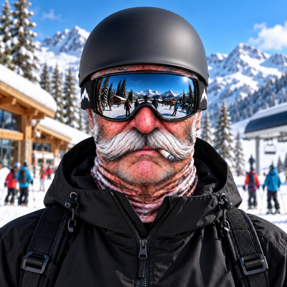 Realistic Old Man Ski Mask – Fleece-Lined Full-Face Balaclava for Skiing & Snowboarding