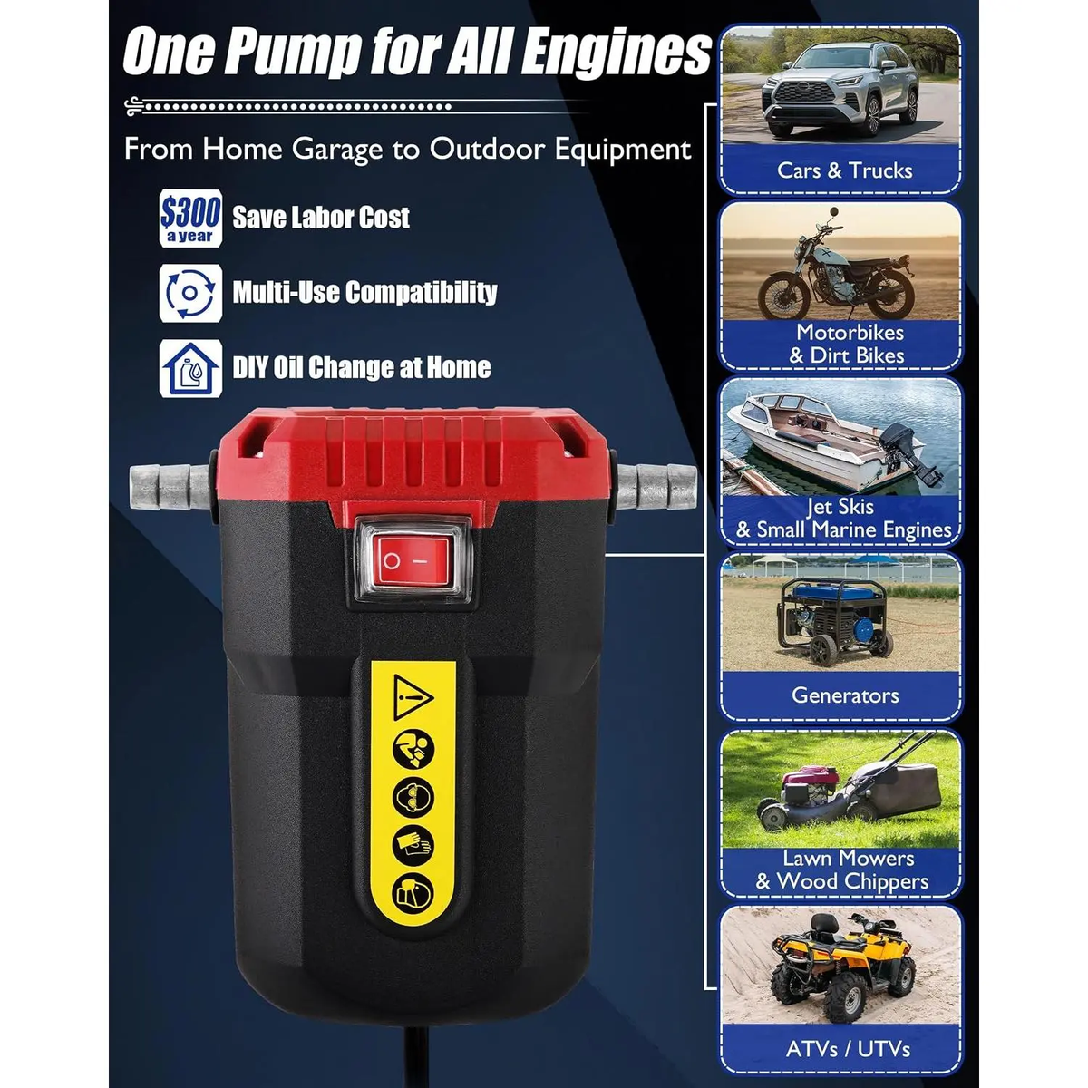 12V 80W Oil Extractor Pump, Oil Removal Transfer Suction Pump for Fluid Change, Diesel Scavenge Pump with Tubes Kit