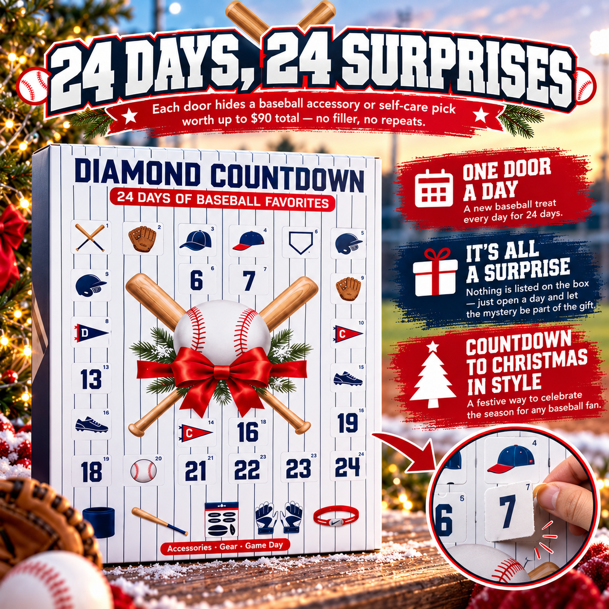 ⚾Diamond Countdown Baseball Advent Calendar – 24 Days of Baseball Surprises