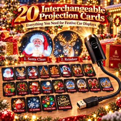 20-Pattern Christmas Car Window Projector – USB Powered Holiday Light with 360° Flexible Neck