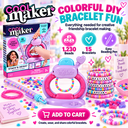 Cool Maker Stack’d Heishi Bracelet Studio – 1230-Bead Friendship Bracelet Maker Kit
