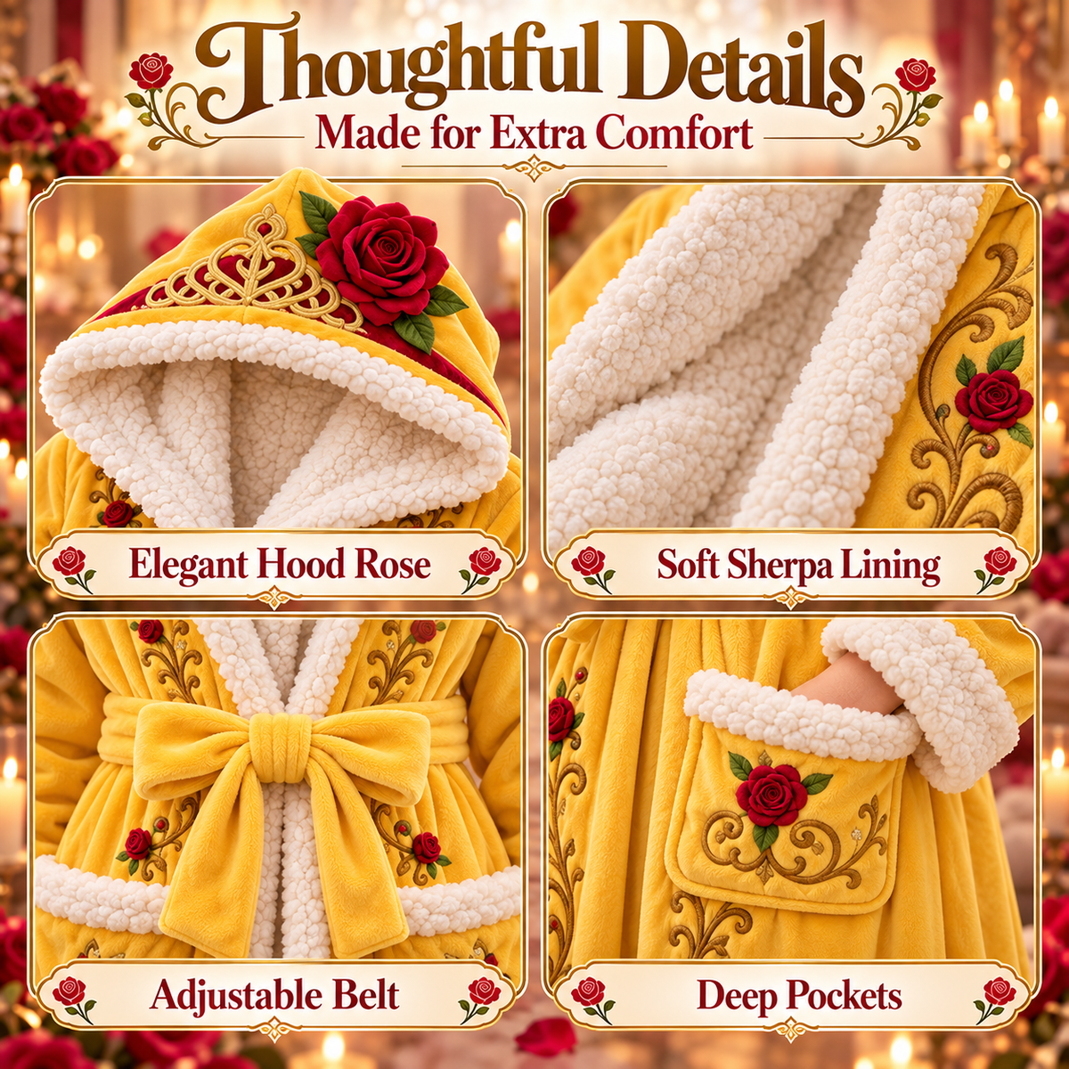 Women's USB Heated Princess Robe – One-Size Plush Hooded Bathrobe with Adjustable Heat, Machine Washable