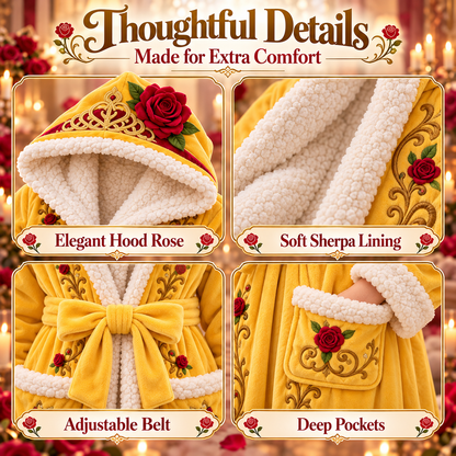 Women's USB Heated Princess Robe – One-Size Plush Hooded Bathrobe with Adjustable Heat, Machine Washable
