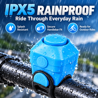 130dB Electronic Bike Horn – 5-Tone IPX5 Rainproof Bicycle Bell with Quick Silicone Mount