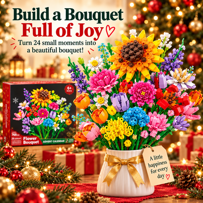 24-Day Flower Bouquet Building Blocks Advent Calendar – 24 Different Flowers Christmas Countdown Building Set