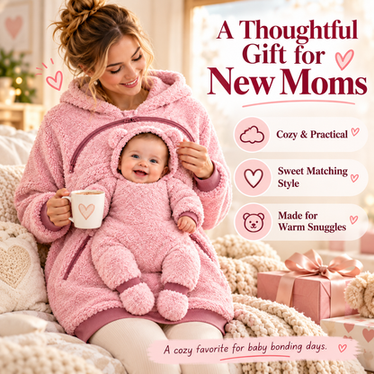Baby Fleece Hoodie with Built-In Baby Seat – Cozy Babywearing Pullover for Moms & Dads