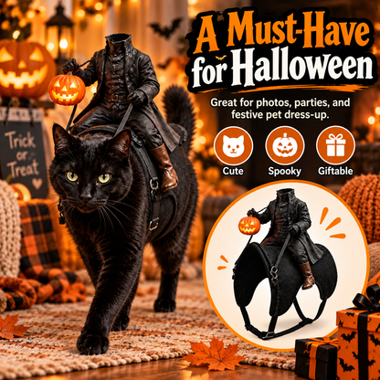 LED Headless Rider Pet Costume – Halloween Saddle Costume for Cats & Small Dogs
