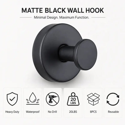 8PCS Heavy Duty Adhesive Wall Hooks – No Drill, Waterproof & Damage-Free Storage Solution