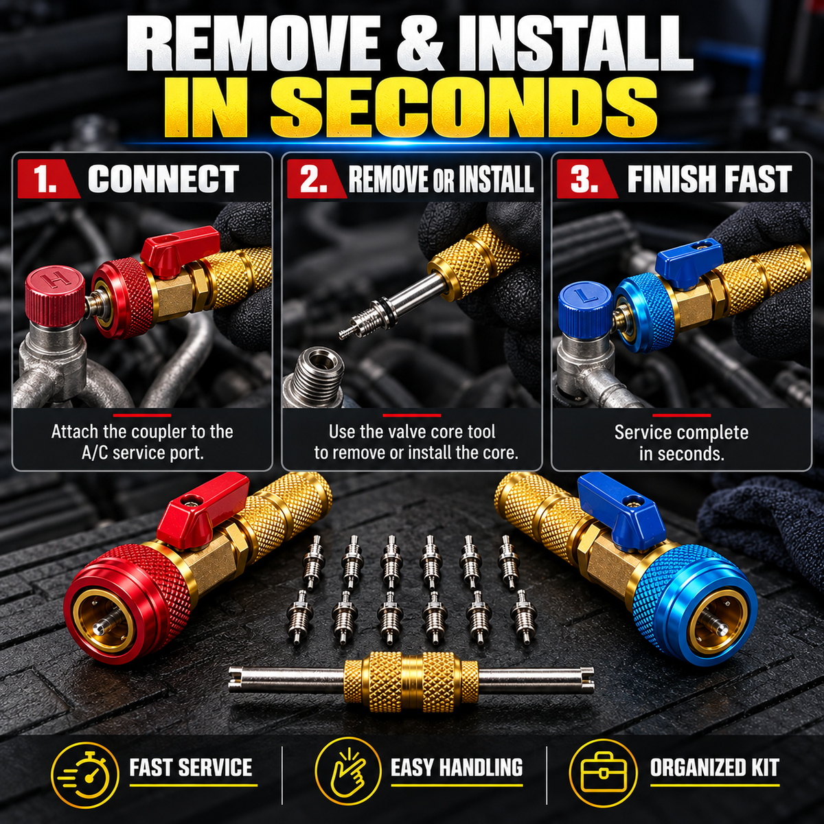 Hot sales🔥R134A Valve Core Remover & Installer Kit – A/C Service Tool Set