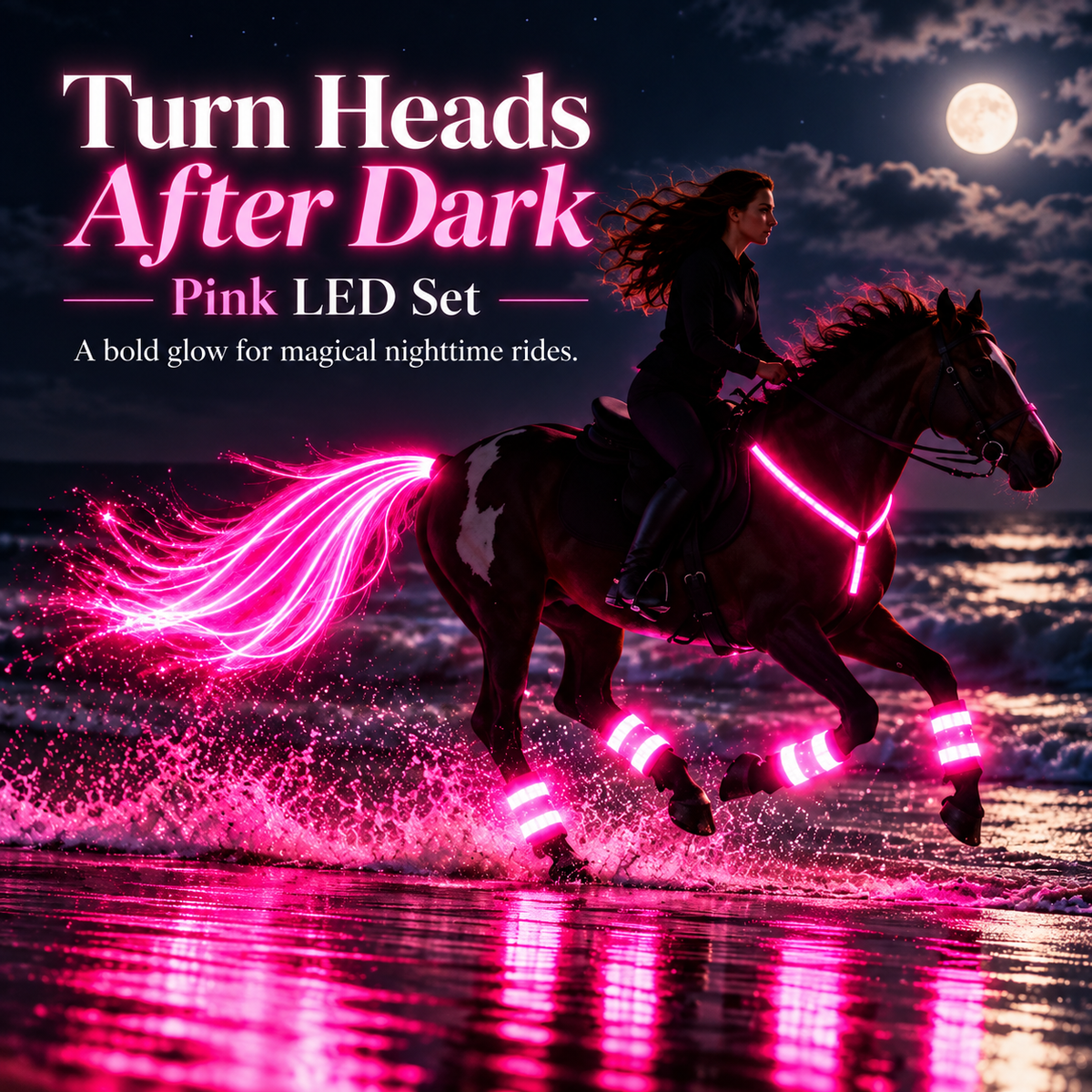 🔥Last Day 50% OFF-LED Horse Riding Light Set – Illuminated Chest Strap, Leg Bands & Flowing Tail Lights