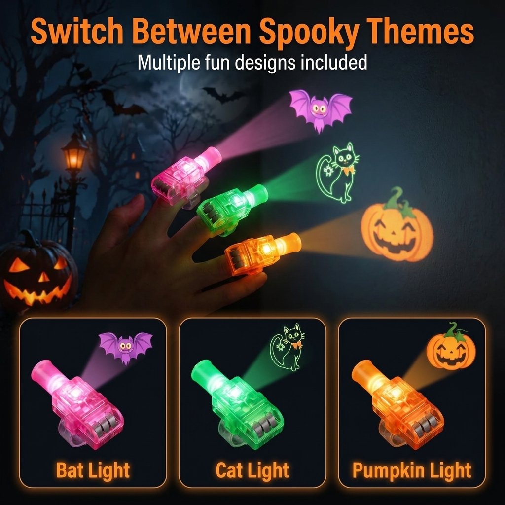 🎃 Halloween LED Projection Finger Lights – Multi-Color Light Up Finger Projectors