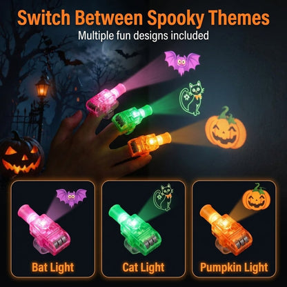 🎃 Halloween LED Projection Finger Lights – Multi-Color Light Up Finger Projectors