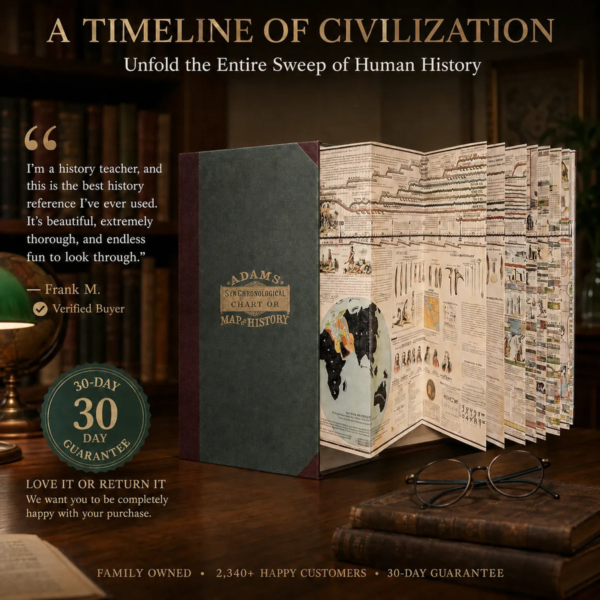 Adams’ History Timeline – Fold-Out Bible & World History Hardcover Chart