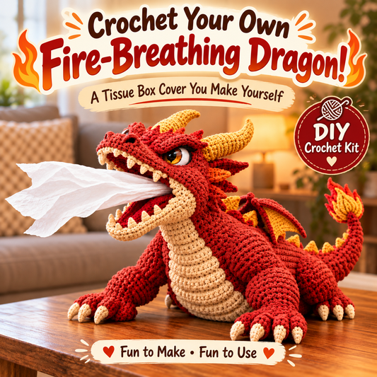 🐉 Kit de funda para caja de pañuelos de ganchillo DIY | Decoración del hogar de fantasía divertida 🧶