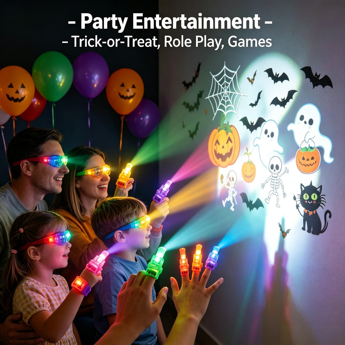 🎃 Halloween LED Projection Finger Lights – Multi-Color Light Up Finger Projectors
