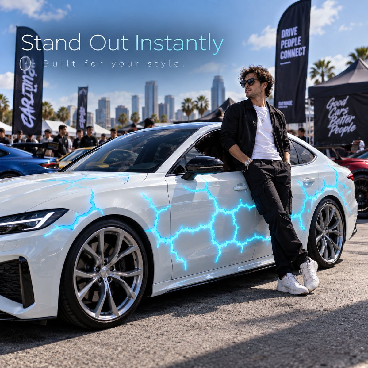 ✨Liquid Laser Glow Car Wrap, Streaming Thunder Light Luminous Vinyl Film for Custom Car Styling & Night Car Show